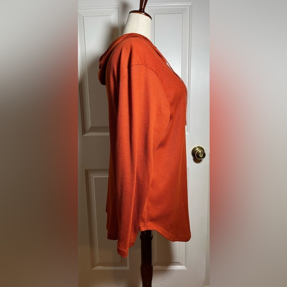 BloomChic Pumpkin Colored V-Neck Women’s Hoodie - Picture 4 of 9